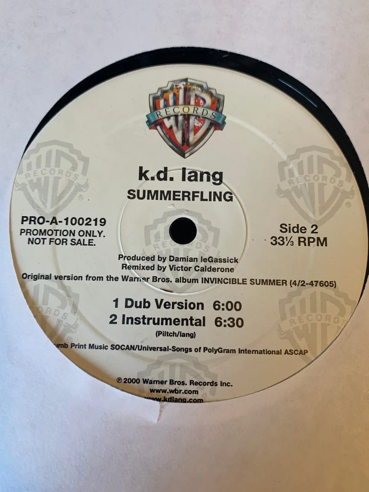 K.D. Lang - Summerfling Promo 12" Lp Vinyl - Used 2