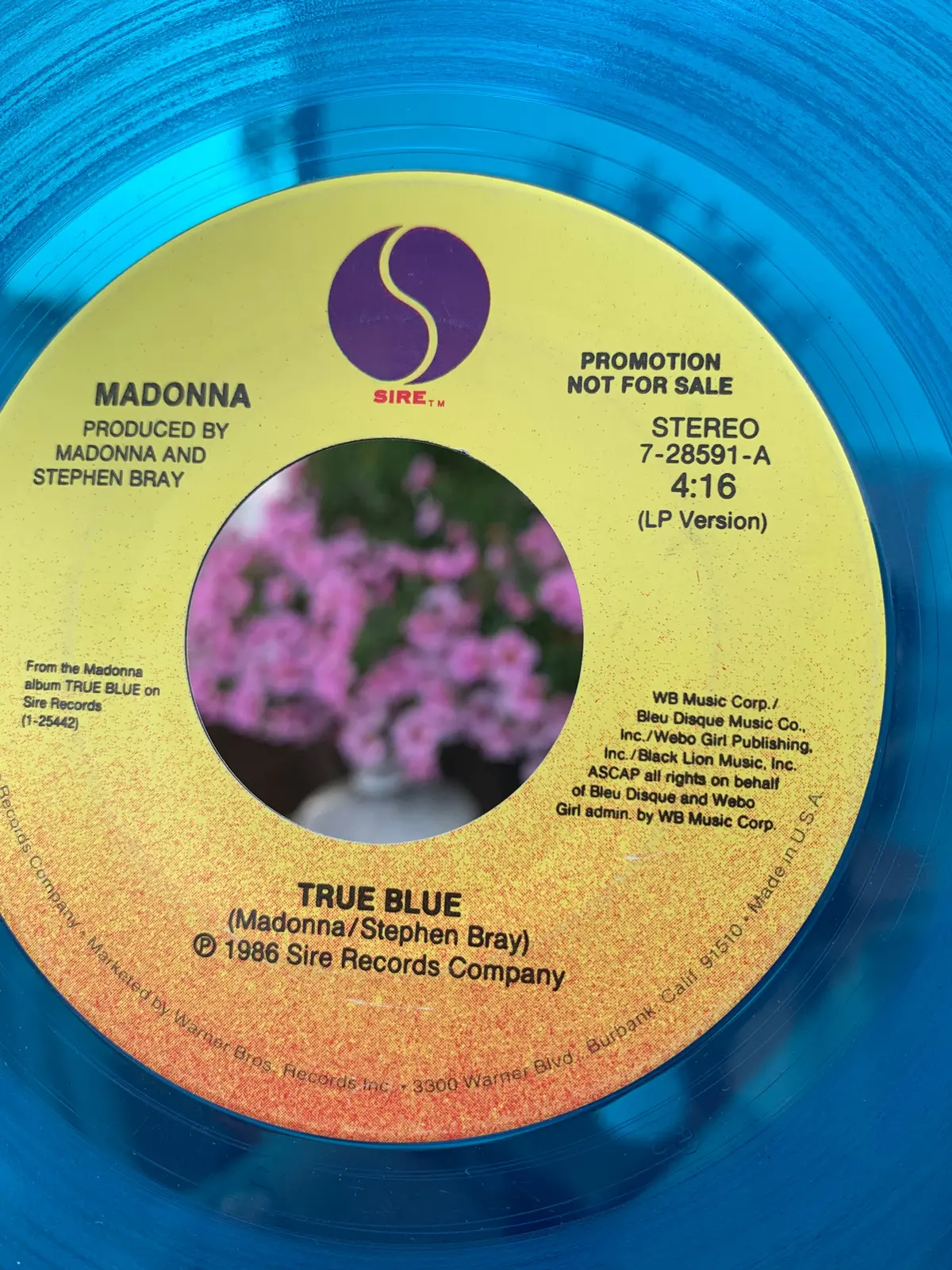 Madonna - True Blue Blue Vinyl Promo W/ Lp + Edit) 45 Record 2