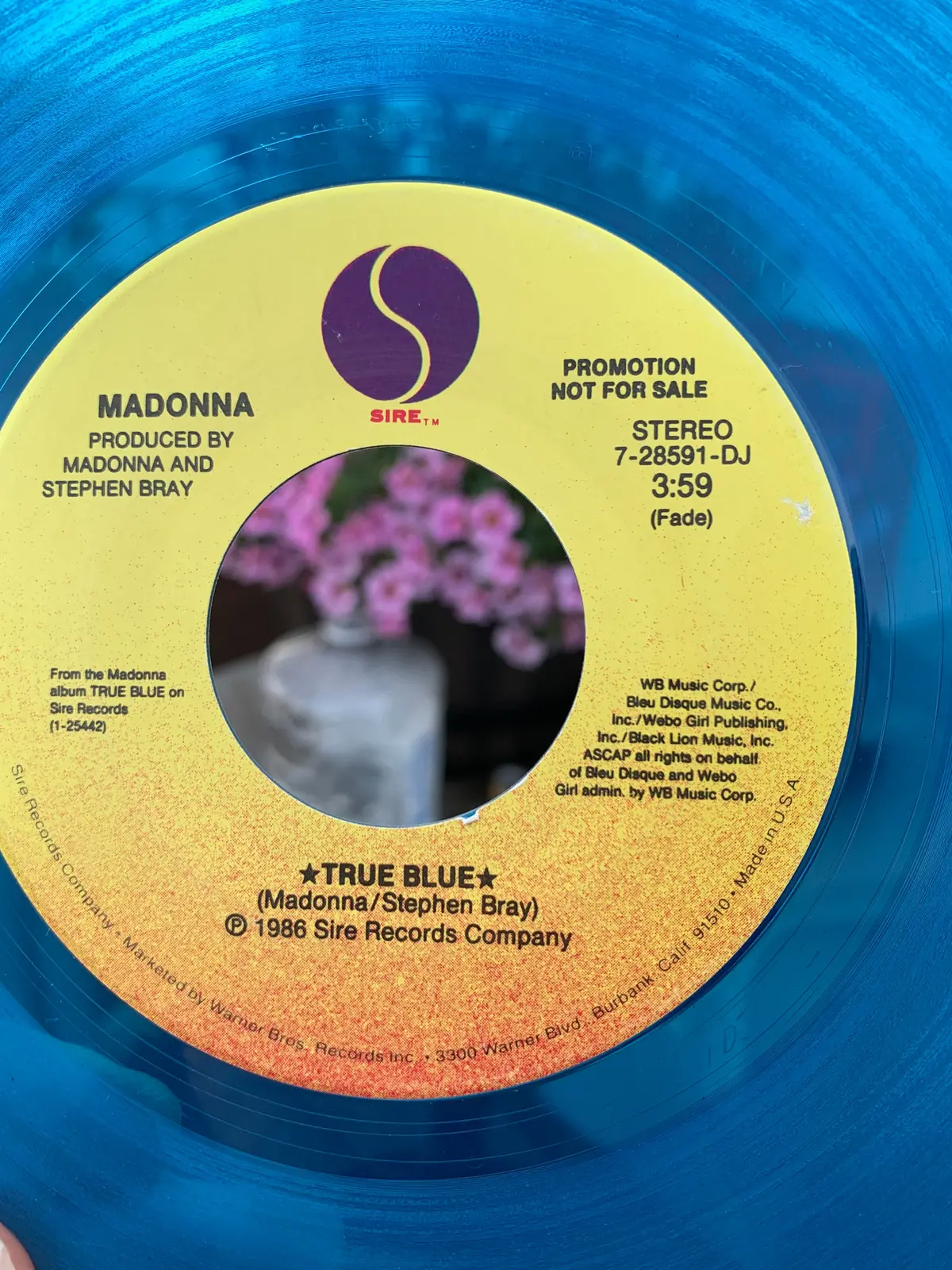 Madonna - True Blue  Blue Vinyl Promo W/ Lp + Edit) 45 Record 1