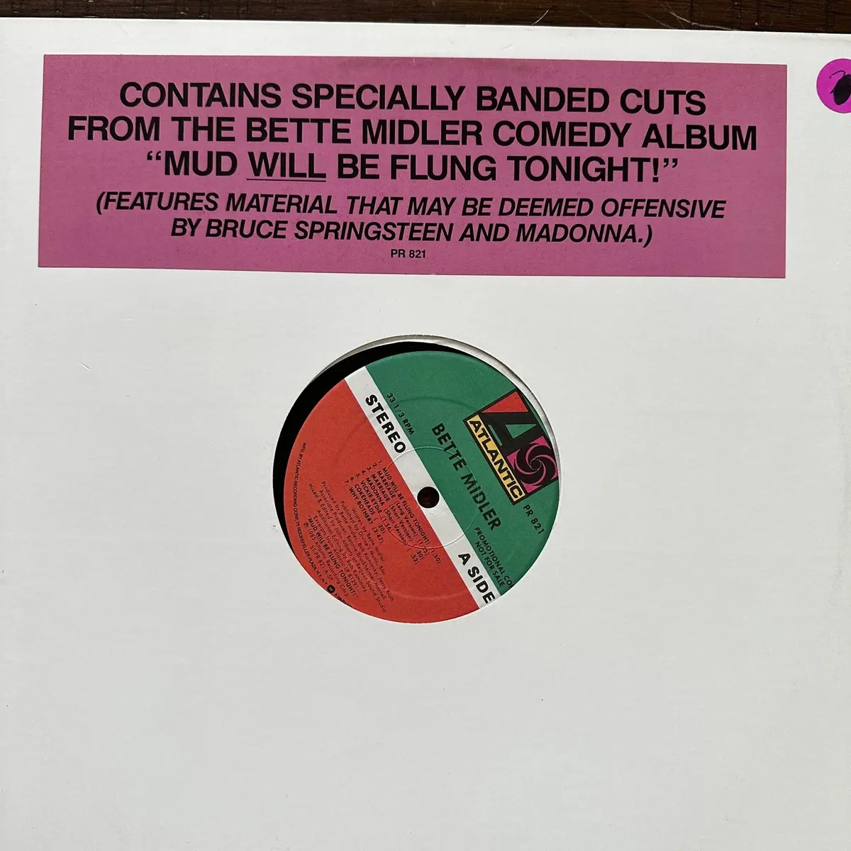 Bette Midler - Specially Banded Cuts From "Mud Will Be Flung Tonight" Lp Vinyl (Promo) Used 1