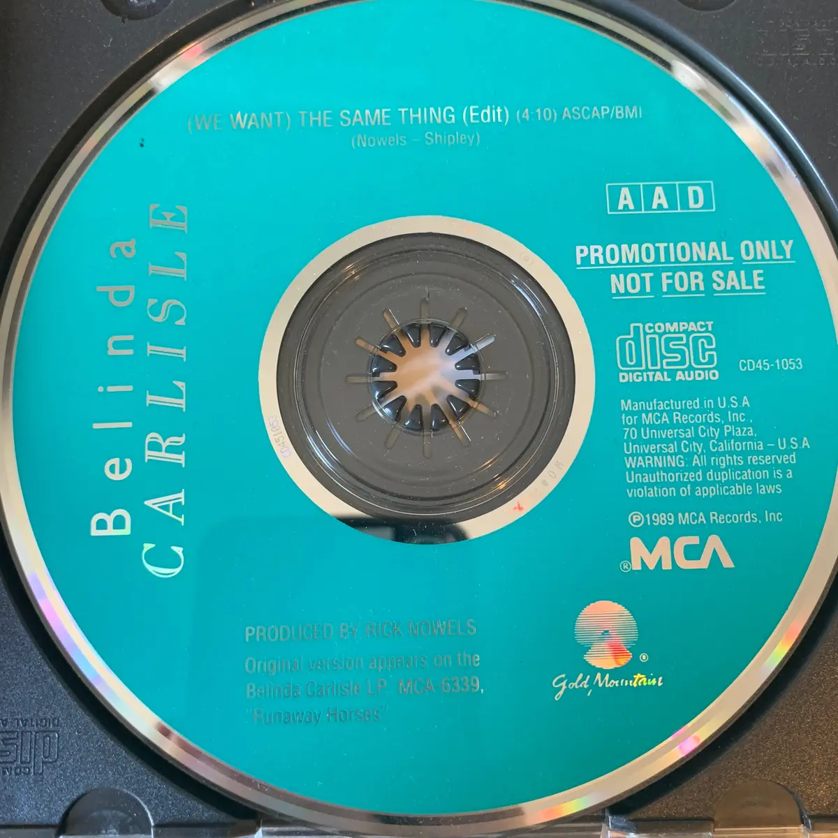 Belinda Carlisle (We Want) The Same Thing (Us Promo Cd Single) 1 Track 1