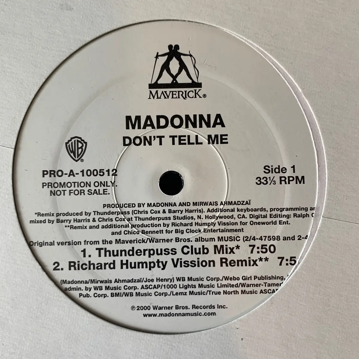 Madonna - Don't Tell Me (Promo 12" Lp Vinyl ) 2