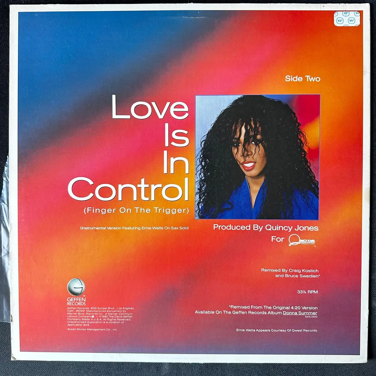 Donna Summer -- Love Is In Control 12" Lp Vinyl - Used 2