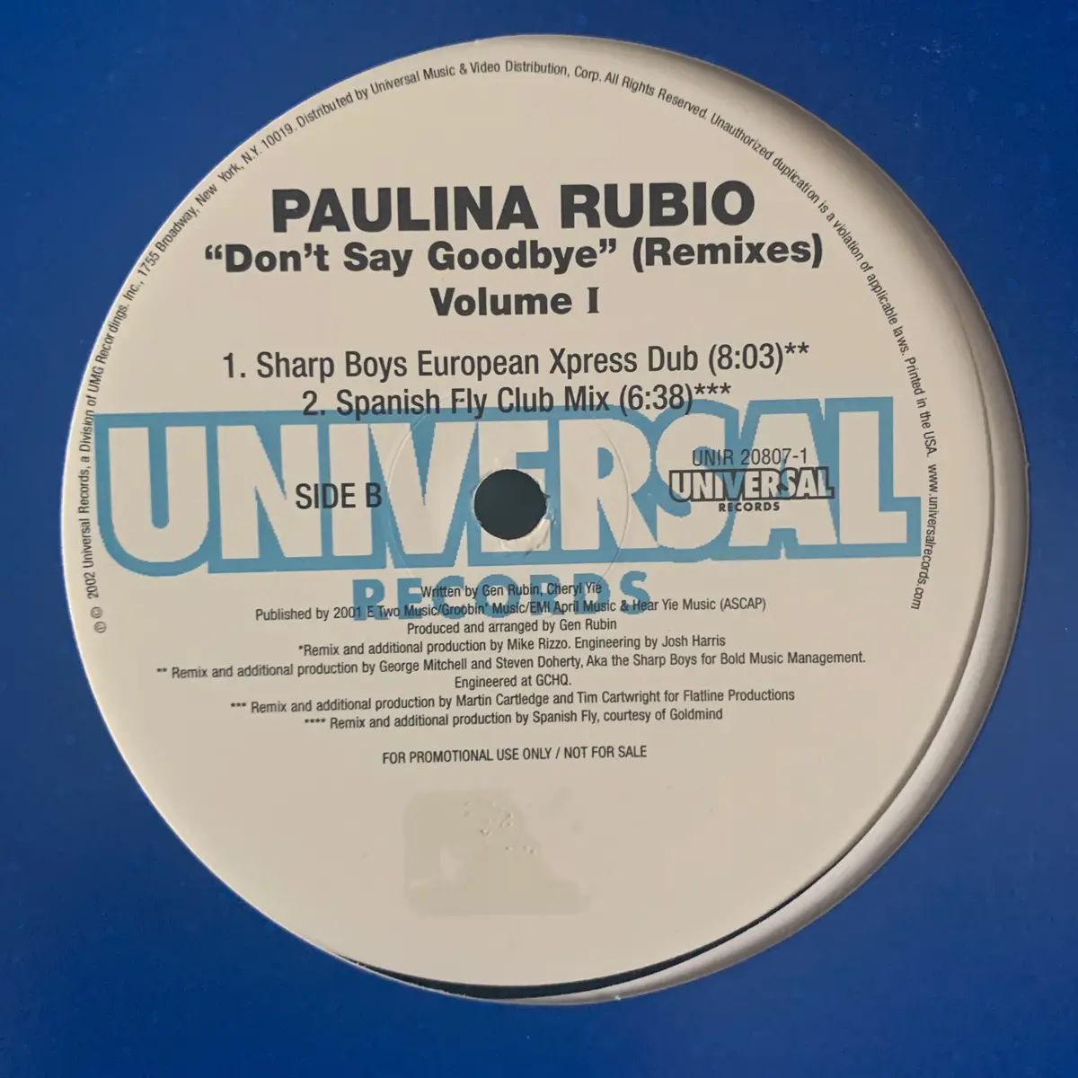 Paulina Rubio - Don't Say Goodbye (Remixes) Volume 1 (Lp 12") Vinyl -Used 2