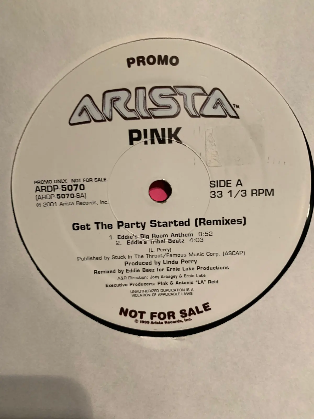 P!Nk - Get The Party Started Usa Promo 12" Lp Vinyl 2