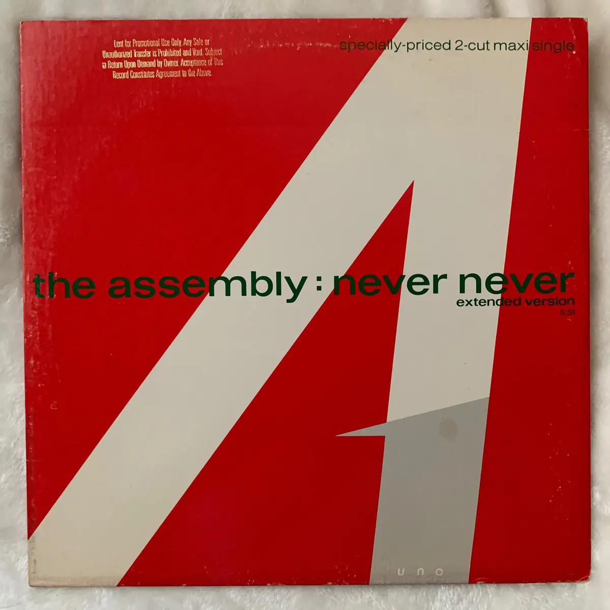The Assembly (Vince Clark)  - Never Never 12" Promotional Lp Vinyl - Used 1