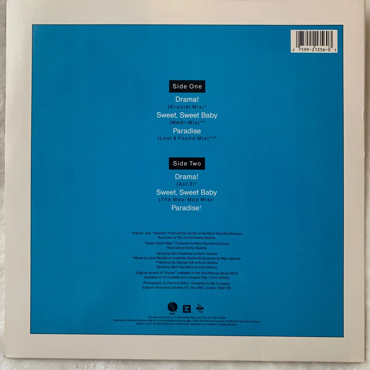 Erasure = Drama! (Promo Version) 12" Lp Vinyl - Used 2