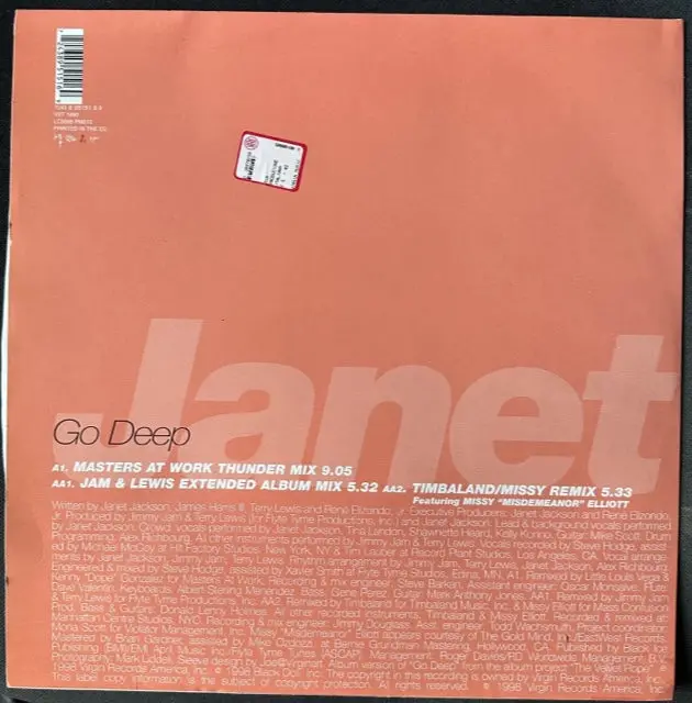 Janet Jackson -- Go Deep (Import) 12" Single Lp Vinyl - Used 2