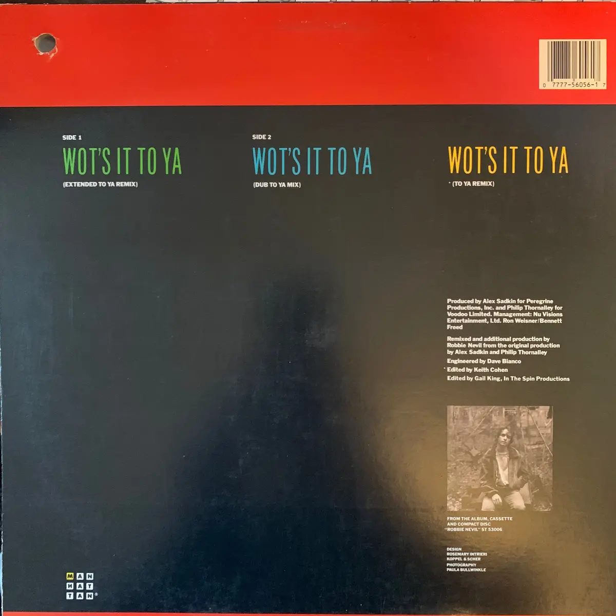 Robbie Nevil - Wot's It To Ya - 12" Remix Lp Vinyl - Used 2