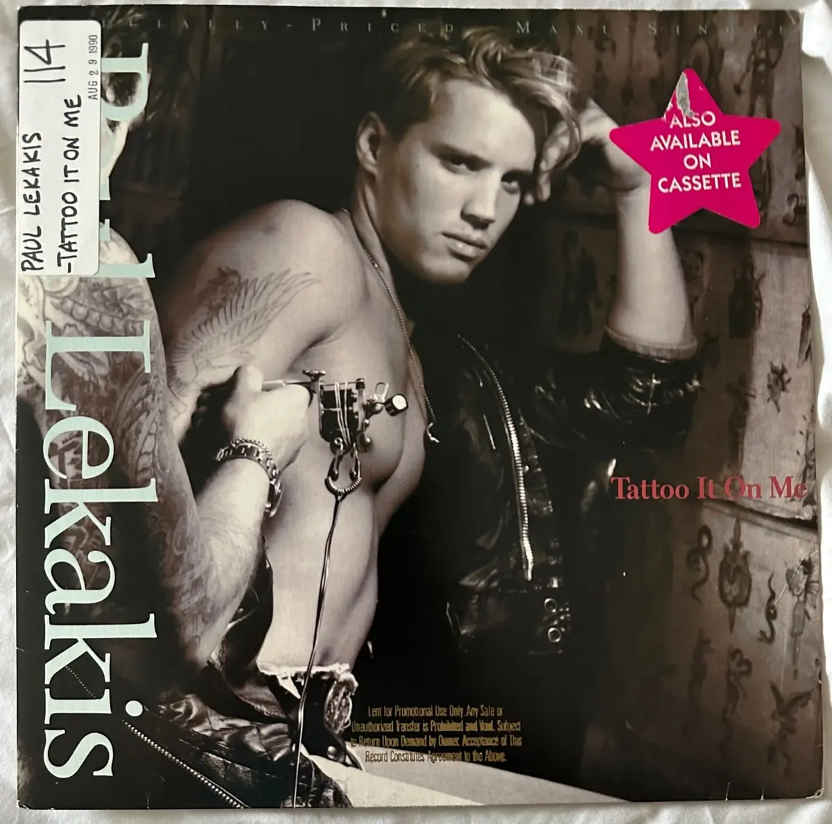 Paul Lekakis - Tattoo It On Me  (12" Single)  W/ Dj Sticker Lp Vinyl  - Used 1