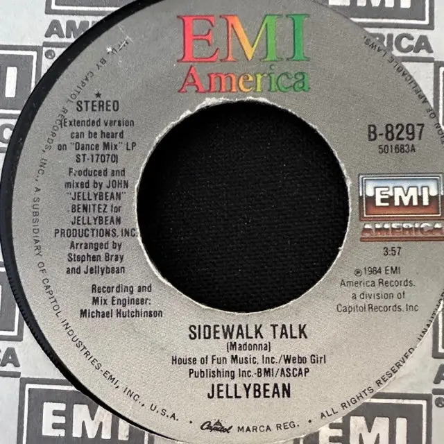 Jellybean Ft: Madonna - Sidewalk Talk  45 Record 7" Vinyl -Emi 1