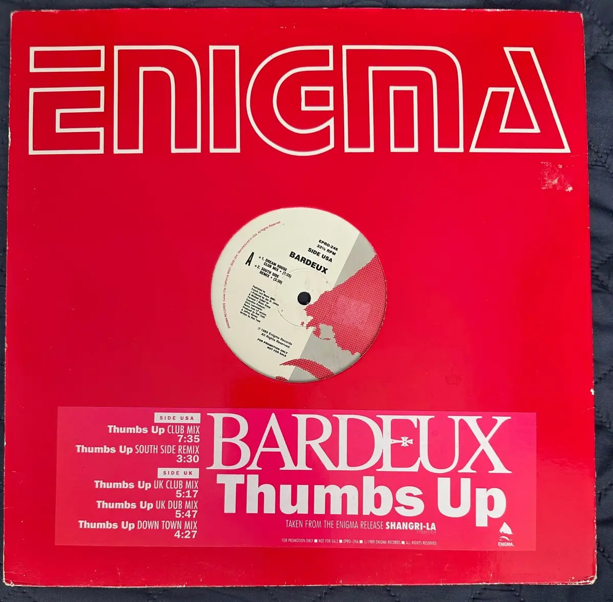 Bardeux - Thumbs Up  (Promo  12" Single) Lp Vinyl - Used 1