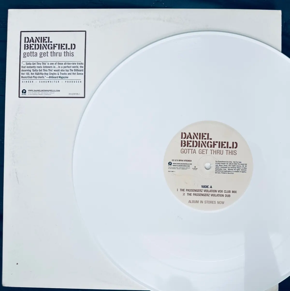 Daniel Bedingfield - Gotta Get Thru This 12" White (Promo) Vinyl Single (Remixes) Used 1