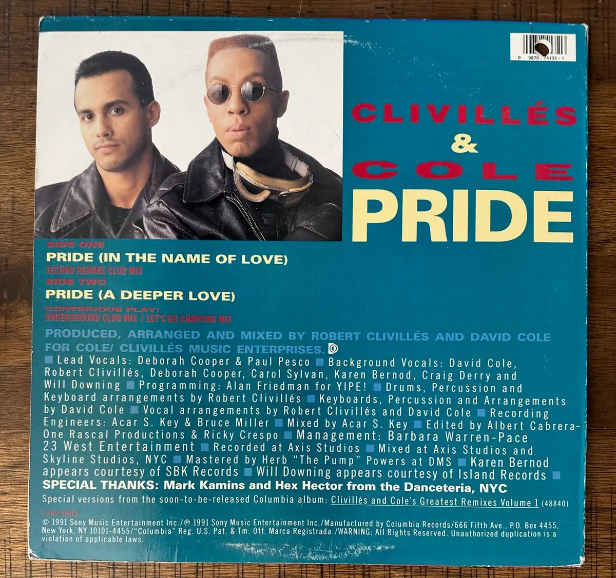 C+C Music Factory - Pride (In The Name Of Love) 12" Lp Single Vinyl - Used 2