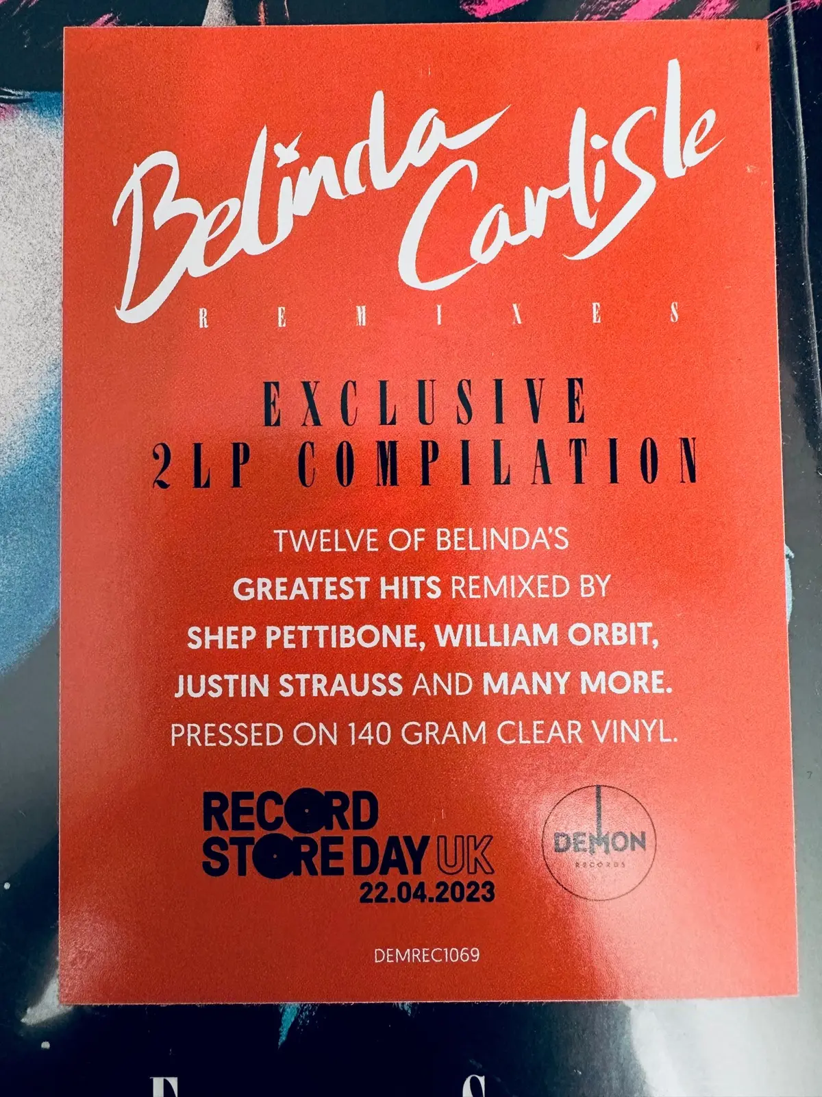 Belinda Carlisle - Remixes - Rsd 2023 On Clear Vinyl 2 Lp Record Store Day - New (Us Orders Only) 2