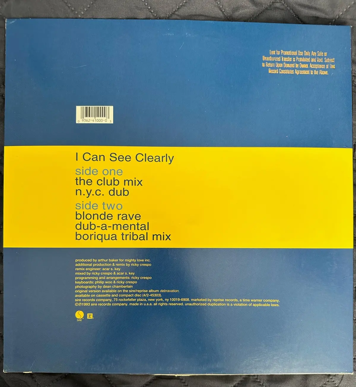 Deborah Harry - I Can See Clearly 12" Single Lp Vinyl - Used 2