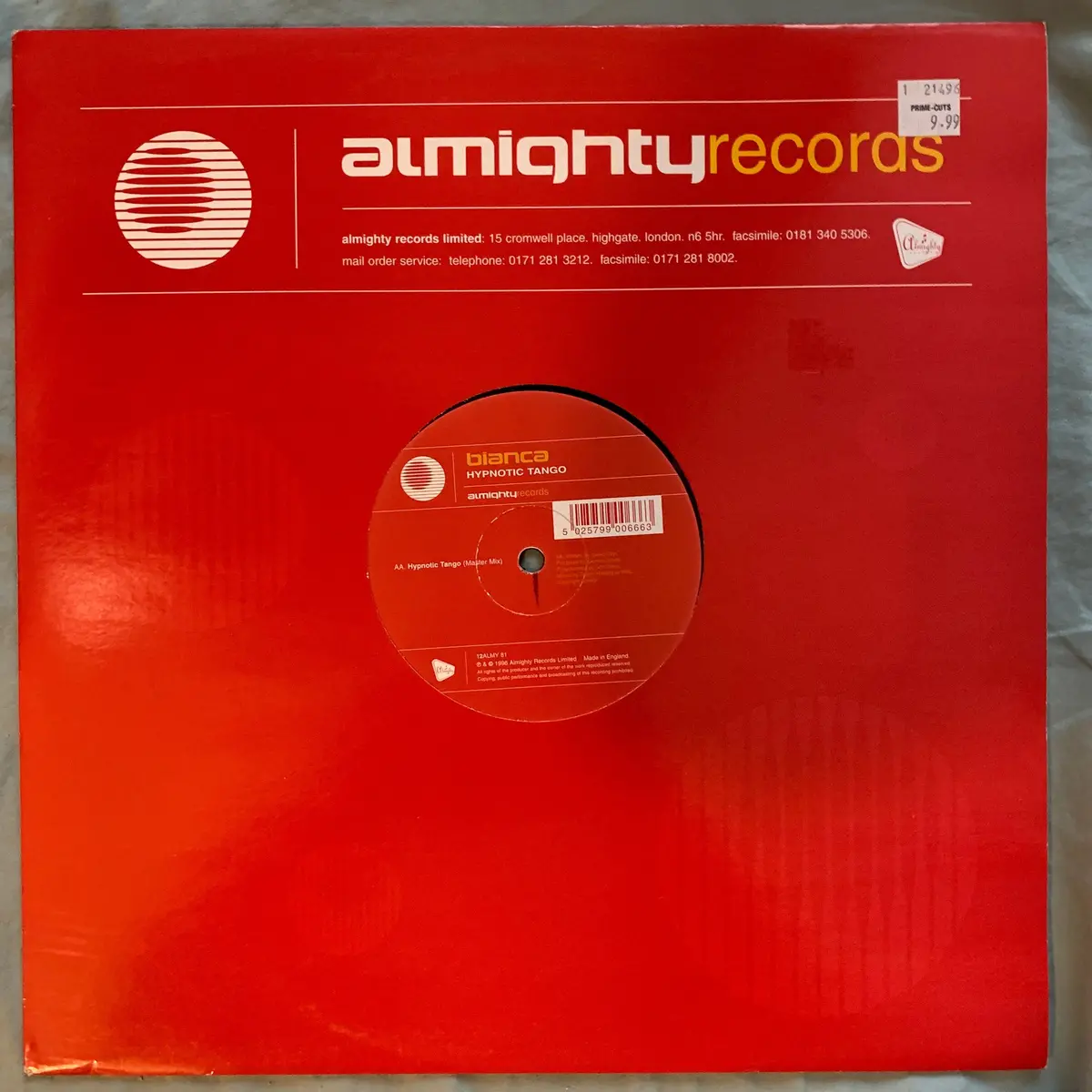 Almighty Ft: Bianca - Hypnotic Tango / It's Our Life  12" Lp Vinyl - Used 1