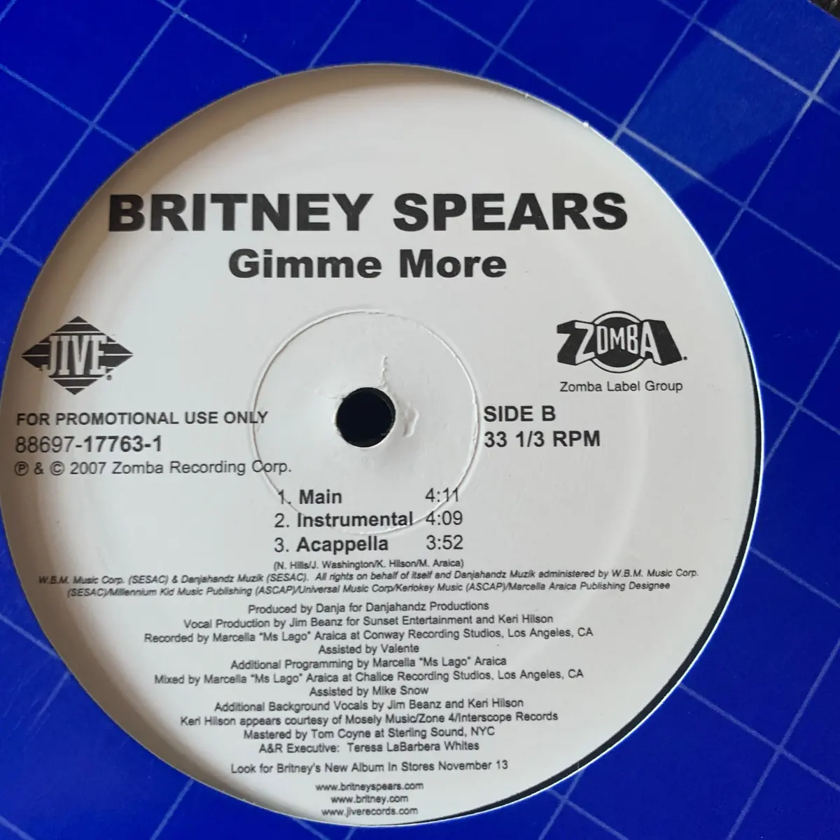 Britney Spears - Gimme More Promo 12" Vinyl - Used 2