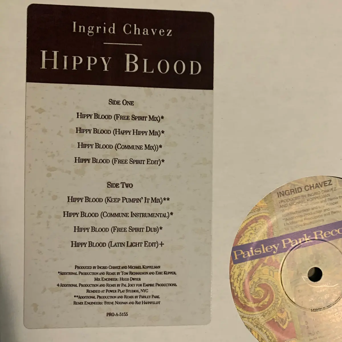 Ingrid Chavez - Hippy Blood Promo Remix 12" Vinyl -- Used 1