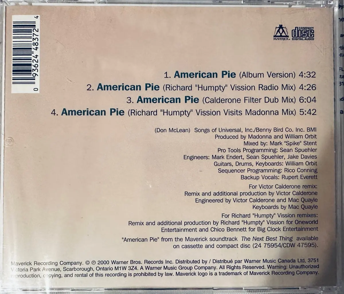 Madonna - American Pie (4 Track Remix Cd Single) New 2