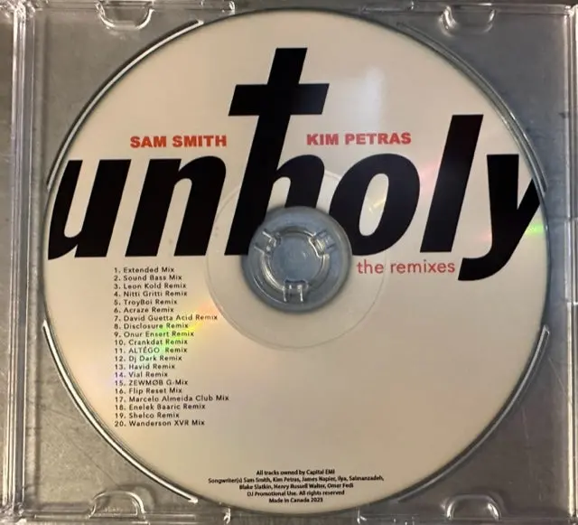 Sam Smith Ft: Kim Petras - Unholy (The Remixes) Dj Series Cd Single 2