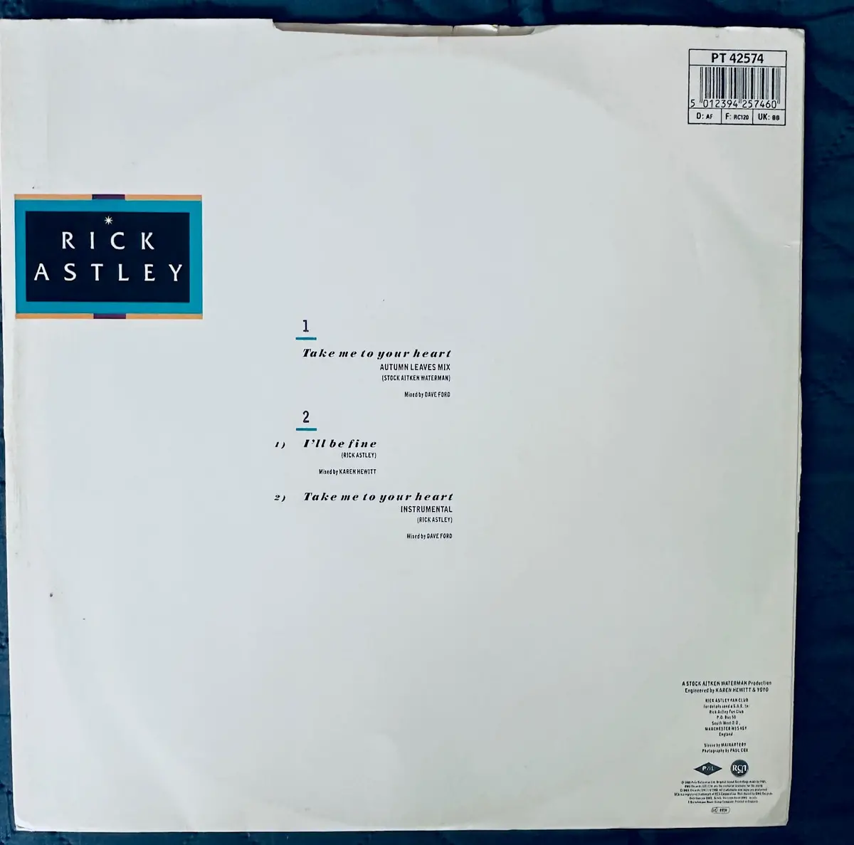 Rick Astley - Take Me To Your Heart (Import) 12" Single Lp Vinyl - Used 2