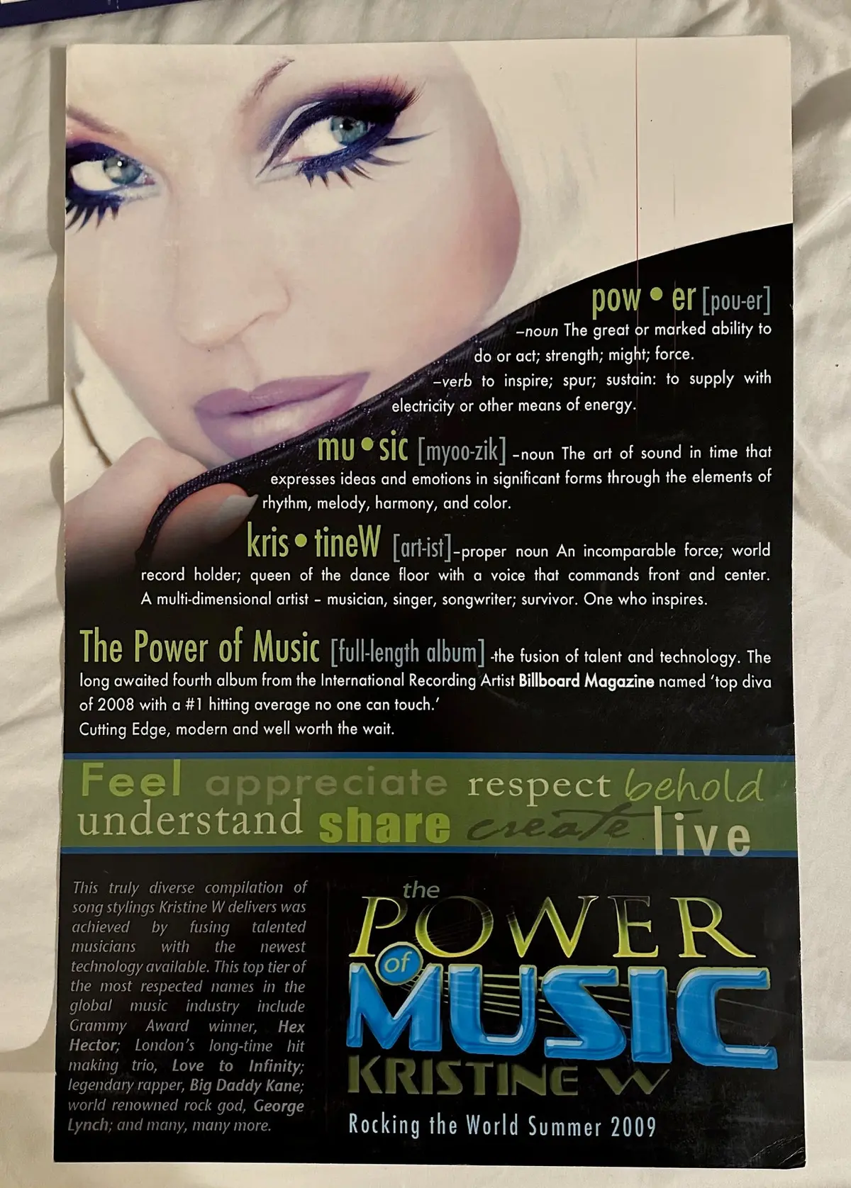 Kristine W -- Power Of Music Promotional Poster - Official 1