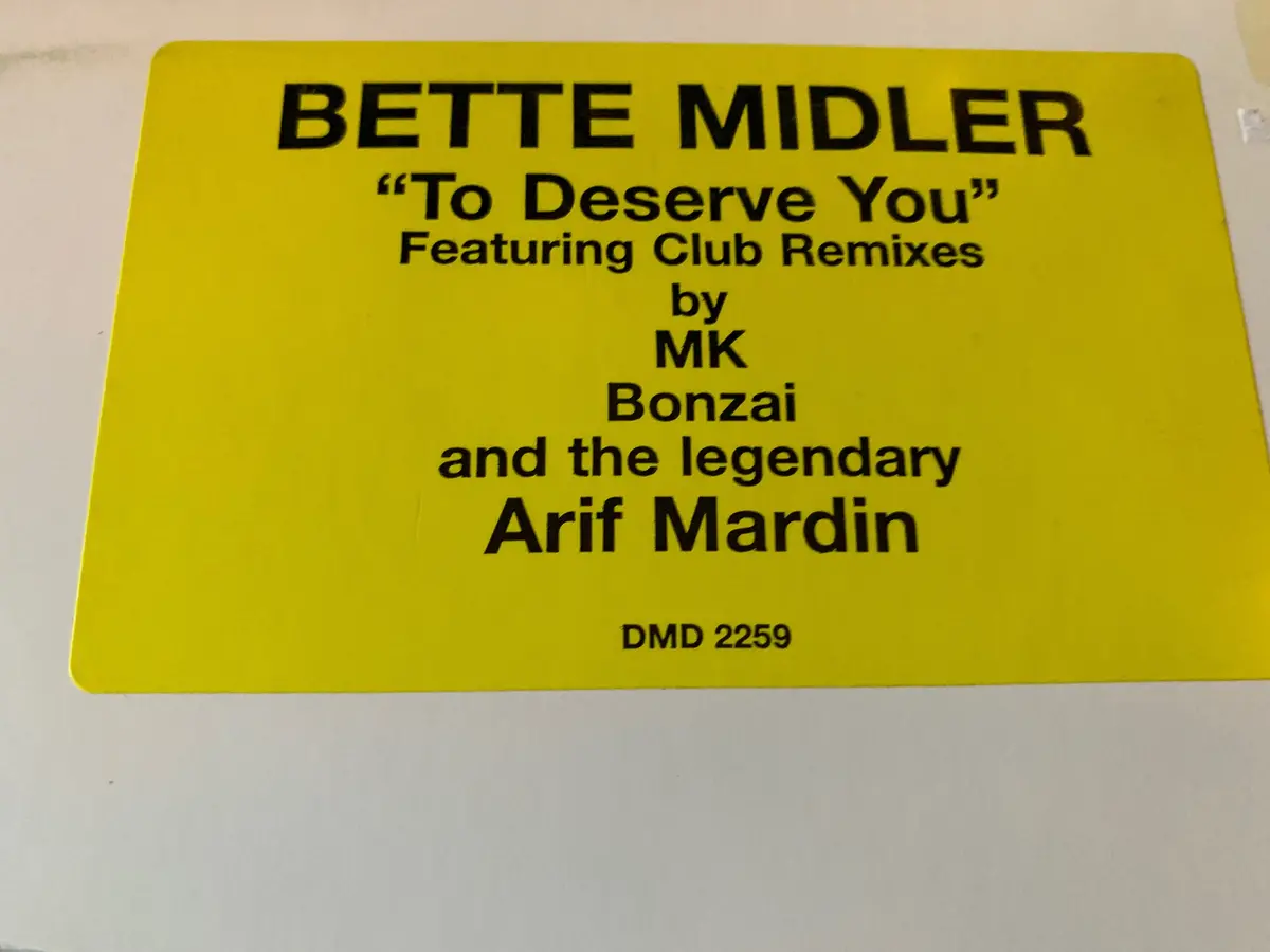 Bette Midler - To Deserve You (Promo 12" Remix) Lp Vinyl _ 2