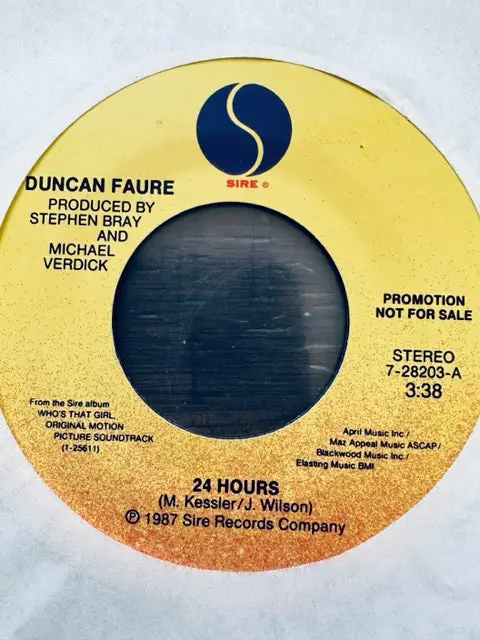 Duncan Faure - 24 Hours (Promo 45 Record) Used 1