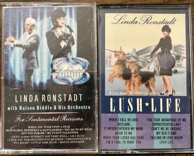 Linda Ronstadt - 2 Cassette Album Tapes Lush Life &  For Sentimental Reasons - Used 1