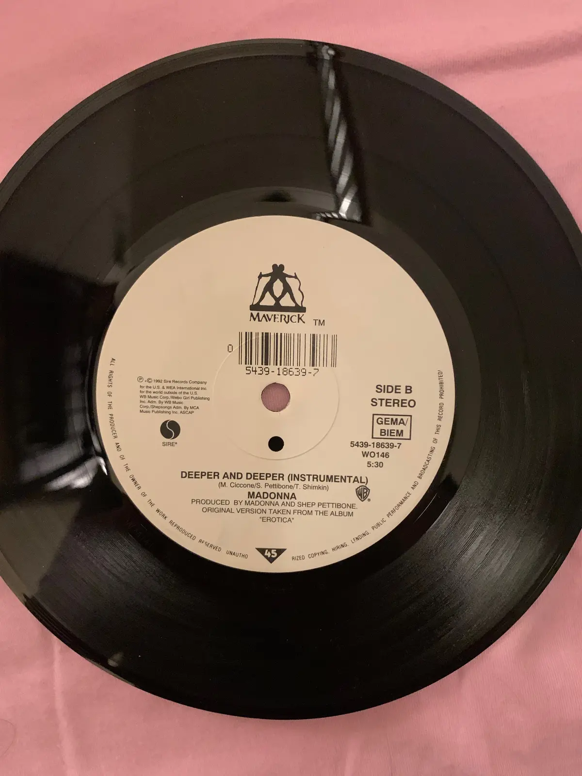 Madonna - Deeper And Deeper 7" 45 Record Vinyl 1