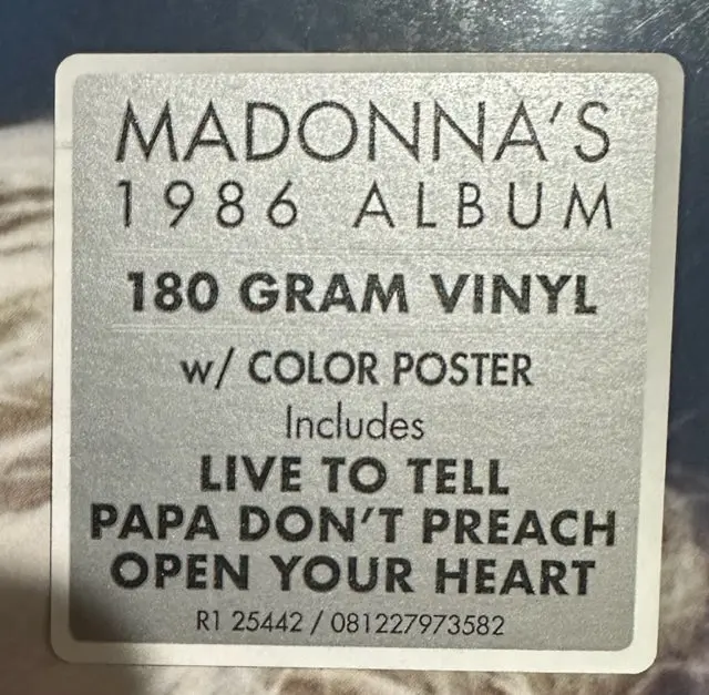 Madonna - True Blue W/ Poster (180G Vinyl) Lp - New 2