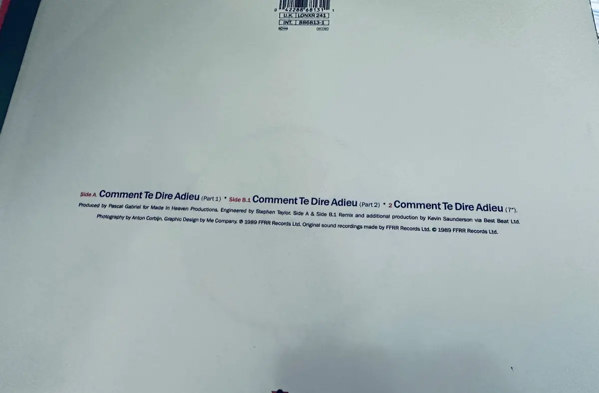 Jimmy Somerville - Comment Te Dire Adieu Remixes (Uk 12" Single) Lp Vinyl - Used 2