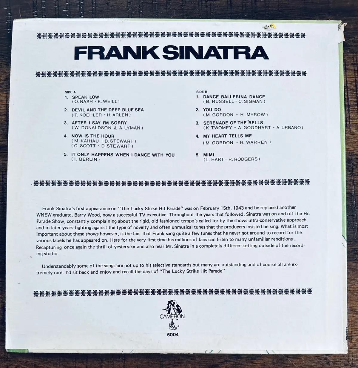 Frank Sinatra - Collector's Series (Rare Tracks) Lp Vinyl - Used 2
