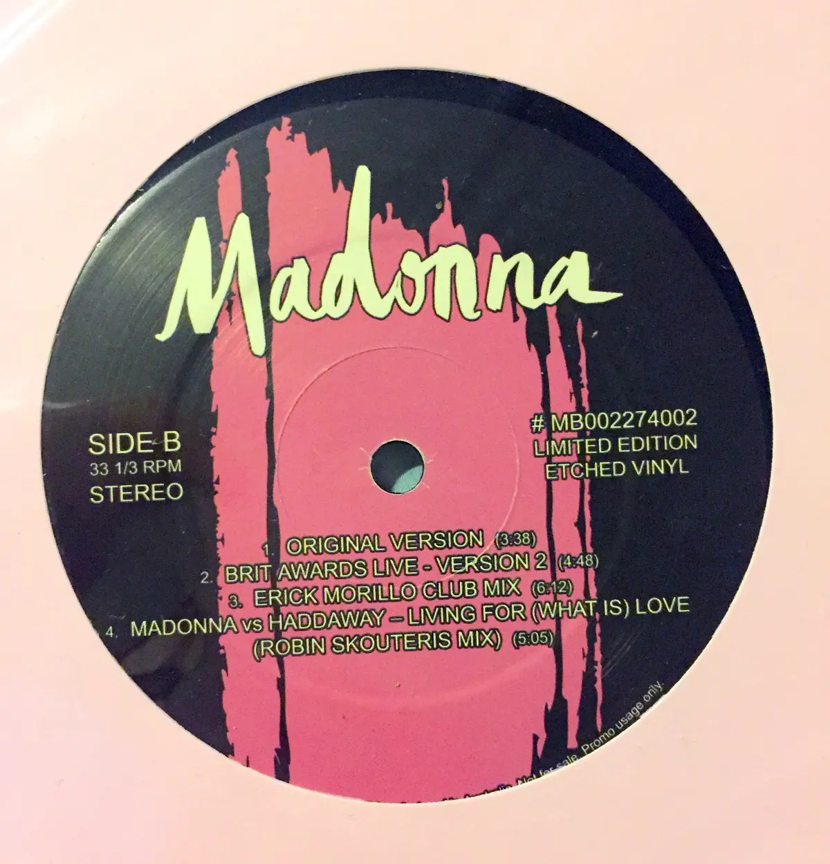 Madonna - Living For Love 12" Import Etched Vinyl 1