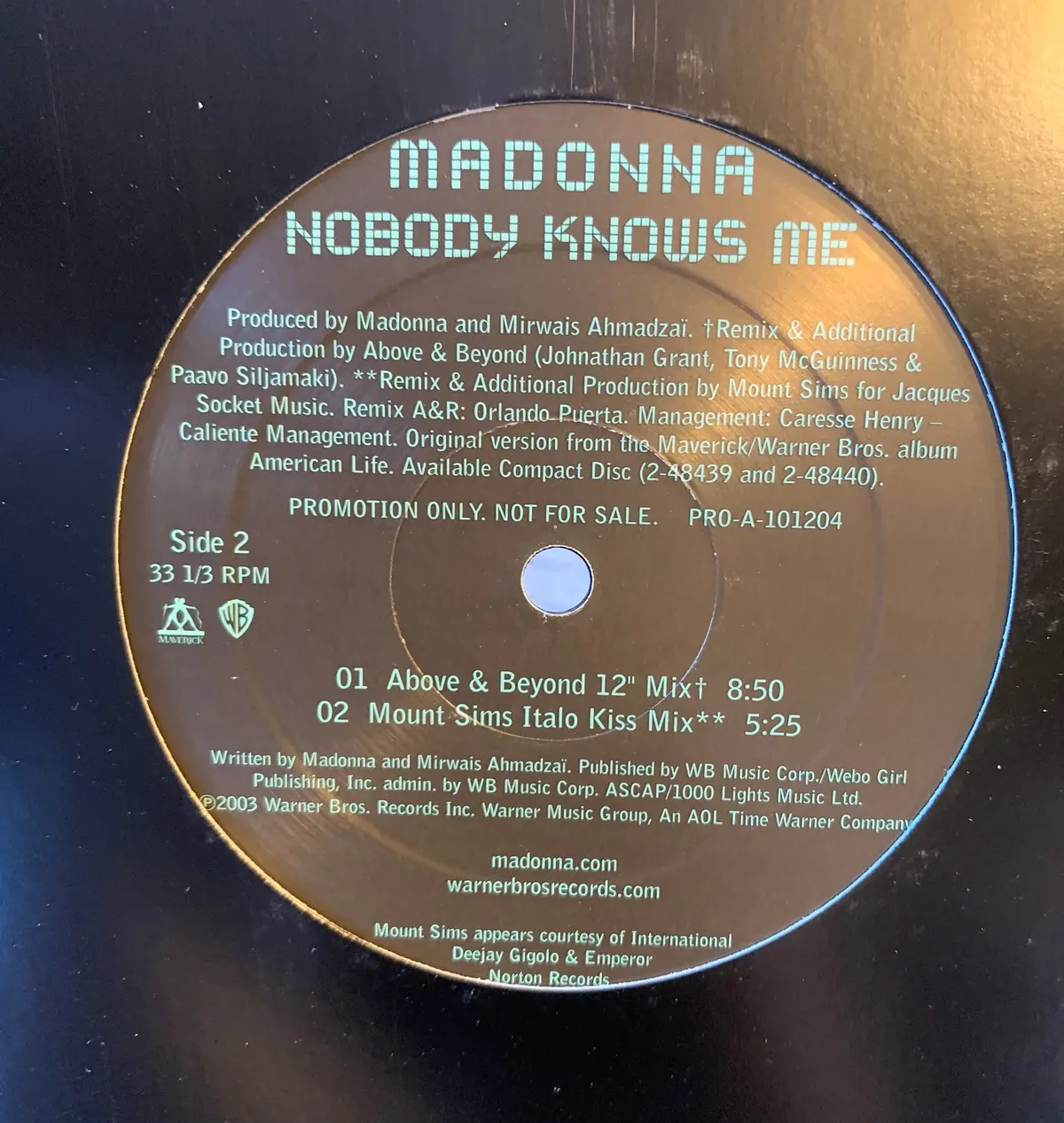 Madonna - Nobody Knows Me (Promo 12") Remix Lp Vinyl 2