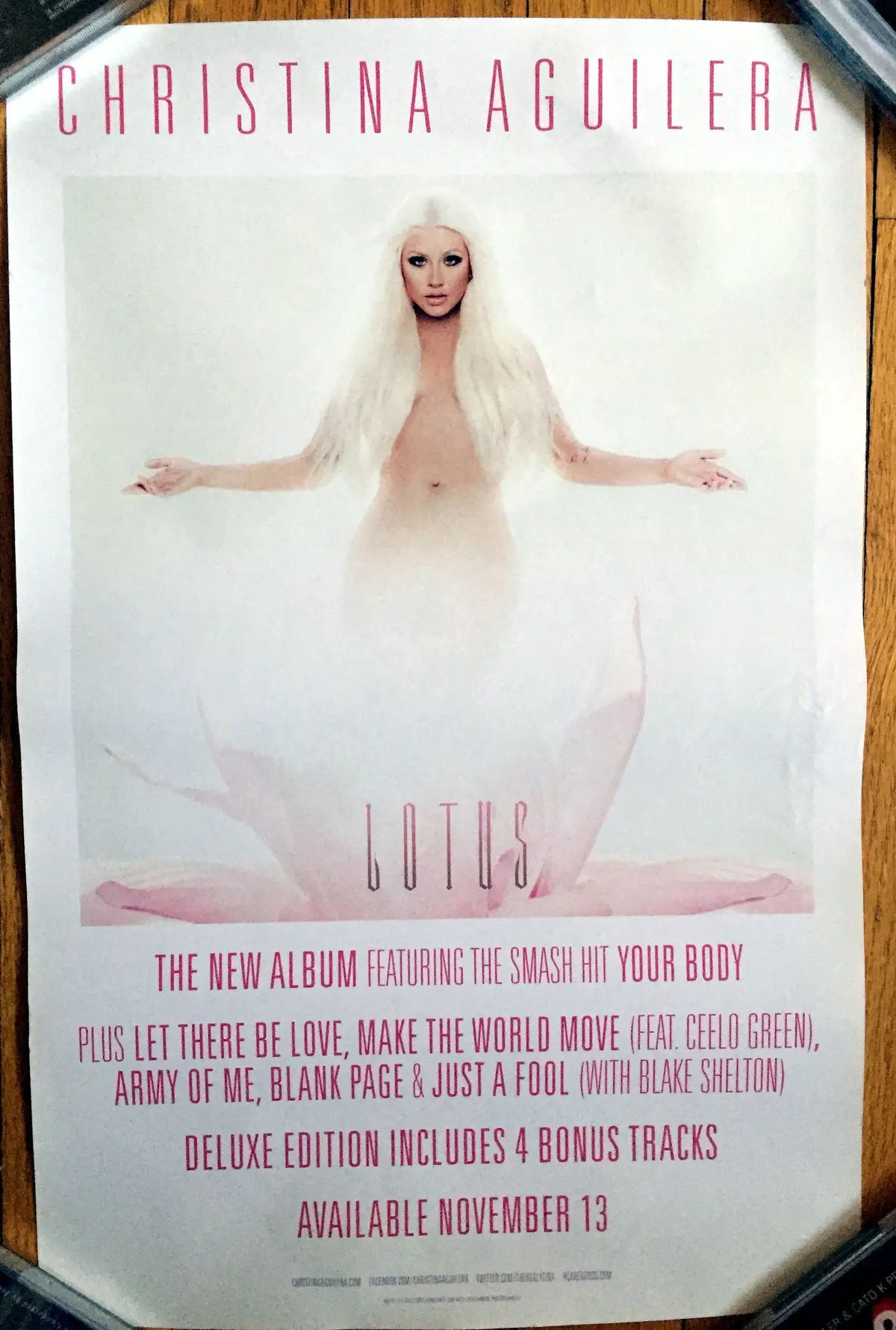 Christina Aguilera - Lotus Promo Poster 11X17 1