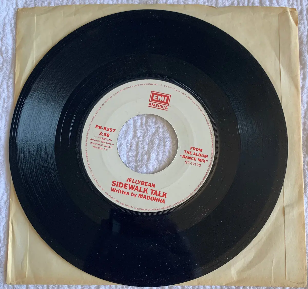 Jellybean Ft: Madonna - Sidewalk Talk  45 Record 7" Vinyl - Promo Emi 1