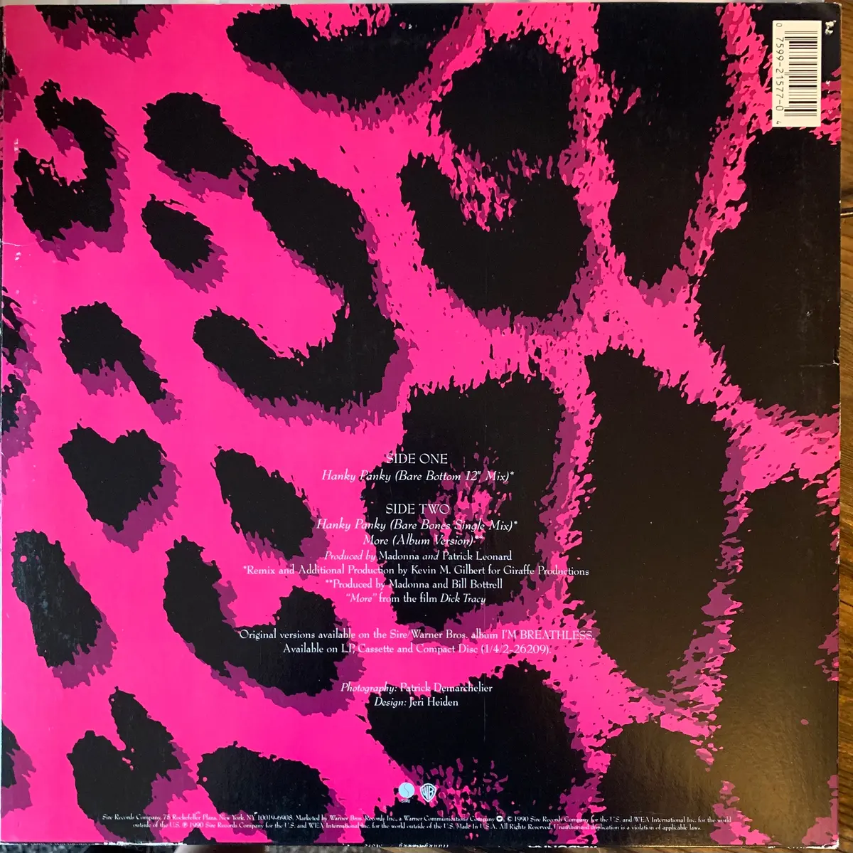 Madonna - Hanky Panky 12" Lp Vinyl - Used 2