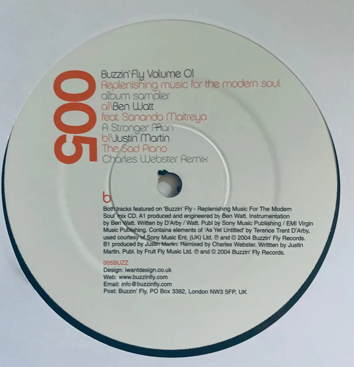 Ben Watt / Buzzin' Fly 12" Lp Vinyl Album Sampler - Used 2