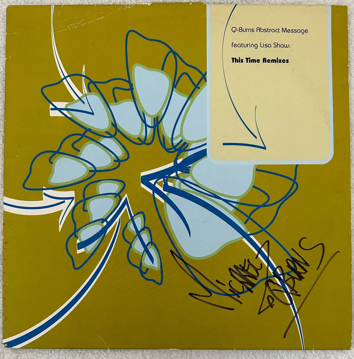 Q-Burns  Ft: Lisa Shaw- This Time 12" (Promo) Autographed Lp Vinyl - Used 1