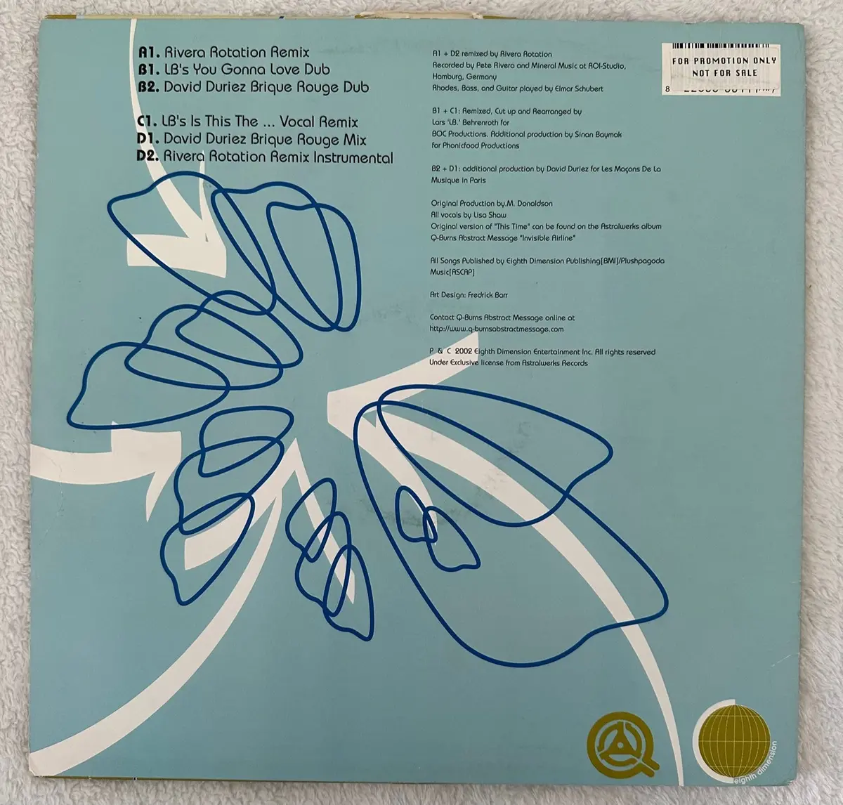Q-Burns Ft: Lisa Shaw- This Time 12" (Promo) Autographed Lp Vinyl - Used 2