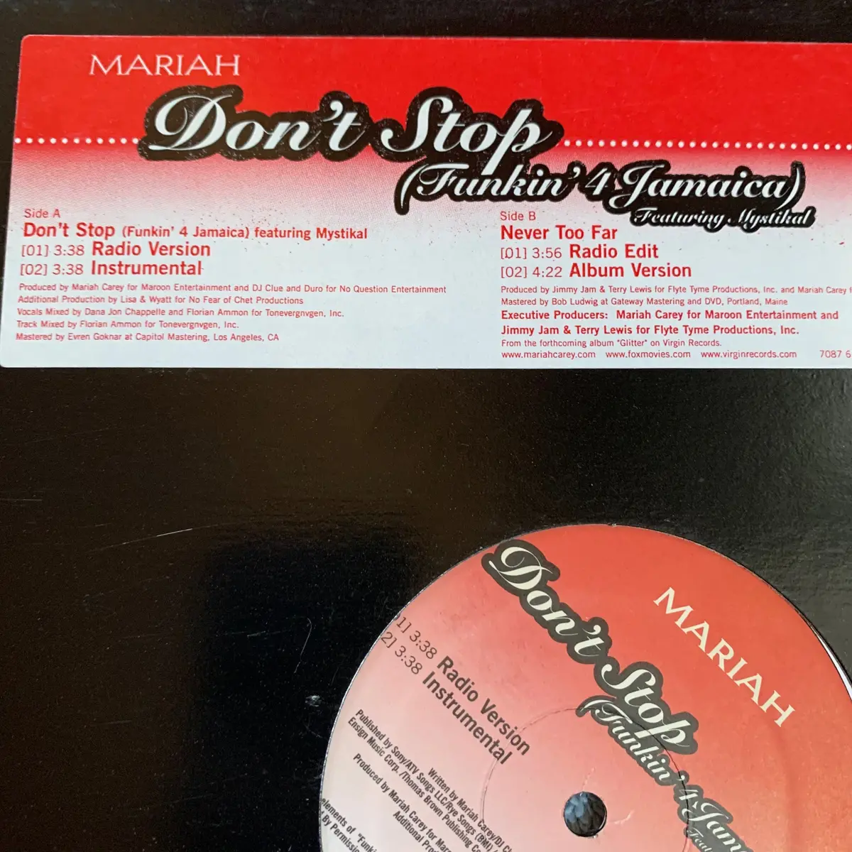Mariah Carey - "Don't Stop (Funkin' 4 Jamaica) 12" Lp Vinyl Promo 2
