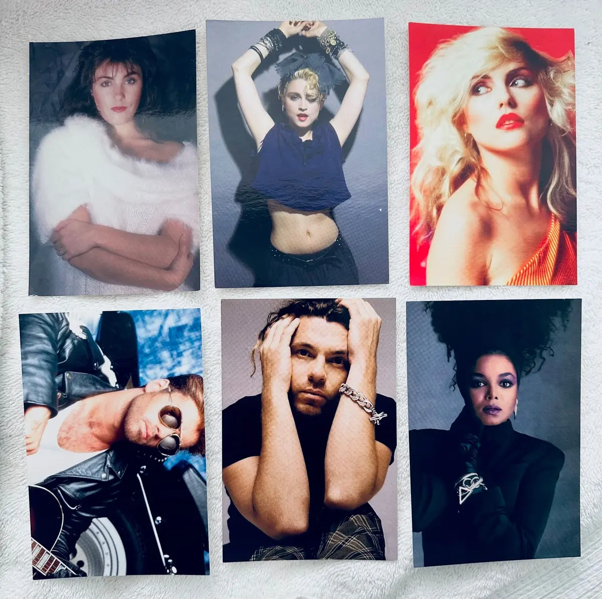 80S  Promotional Cards (Set Of 6) Madonna, Debbie Harry, Janet, Inxs, Gm, Laura 1