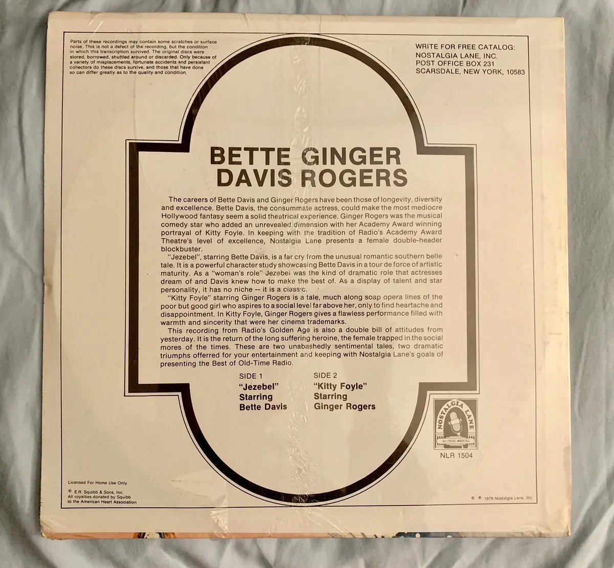 Ginger Rogers & Bette Davis 1978 Lp Vinyl (Sealed) 2