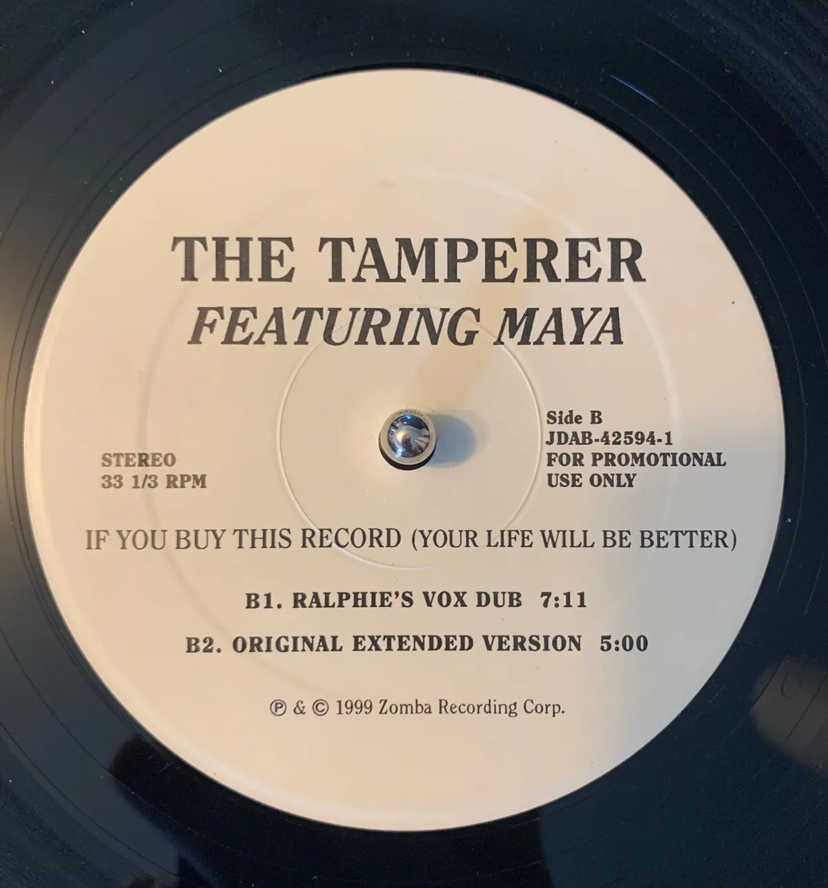 The Tamperer Ft: Maya - If You Buy This Record (You Life Will Be Better) Promo 12" Lp Vinyl - Used 1