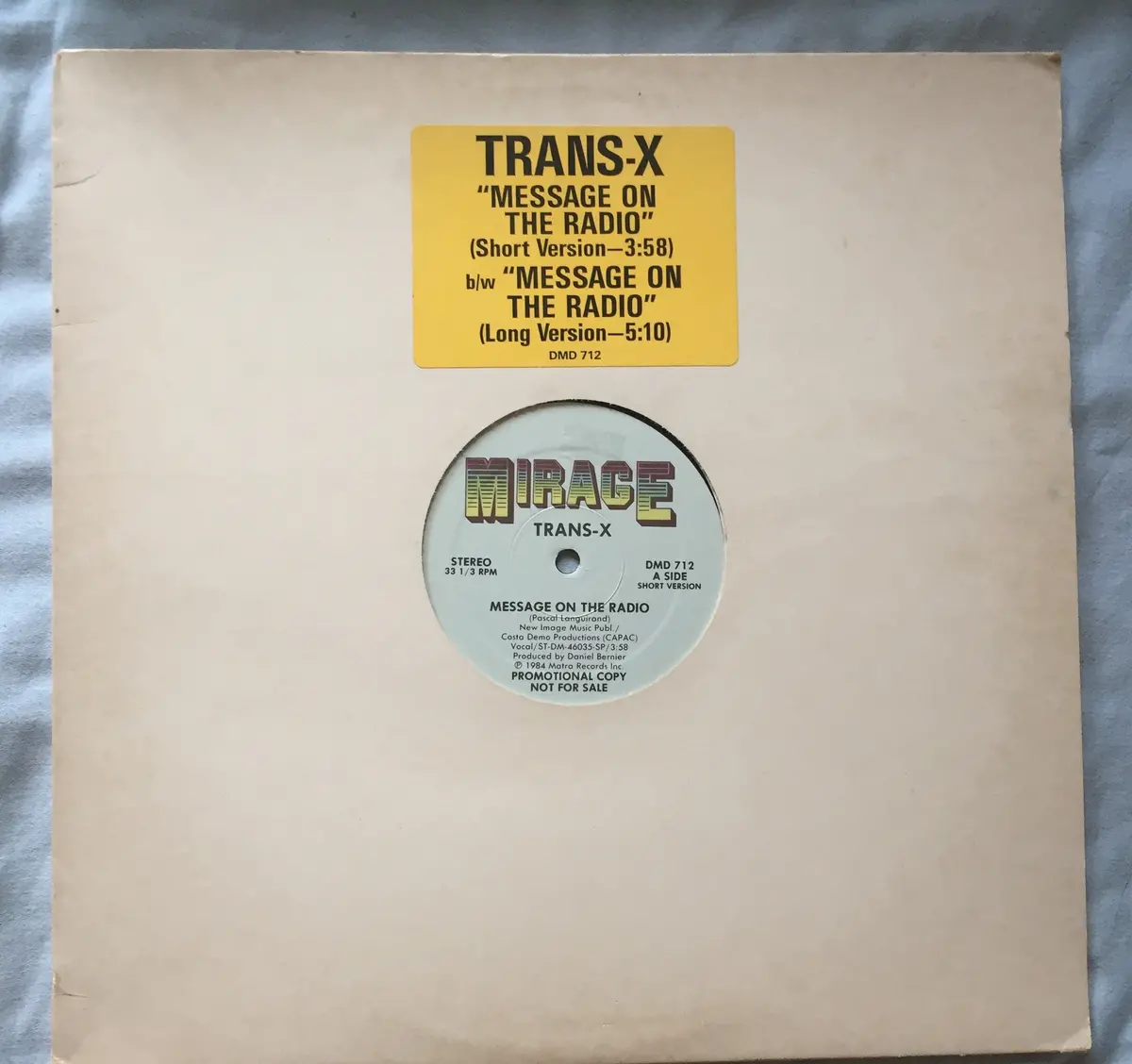 Trans-X   "Message On The Radio" 12" 1984 Vinyl 1
