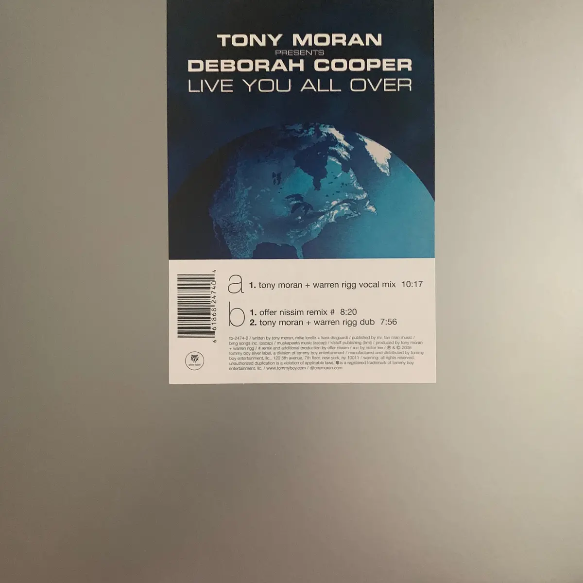 Tony Moran Ft: Deboarah Cooper - Live You All Over 12" Lp Vinyl - Used 1