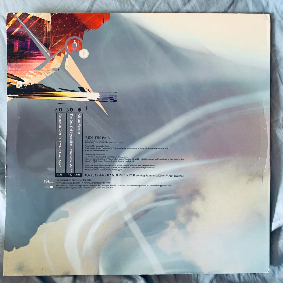 Juliet - Ride The Pain (12" Remix Lp Promo Vinyl) Used 2