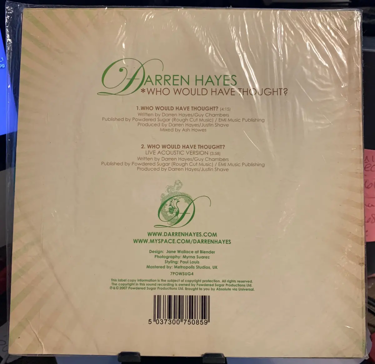 Darren Hayes - Who Would Have Thought? Green Colored 45 Vinyl 7" Record 2